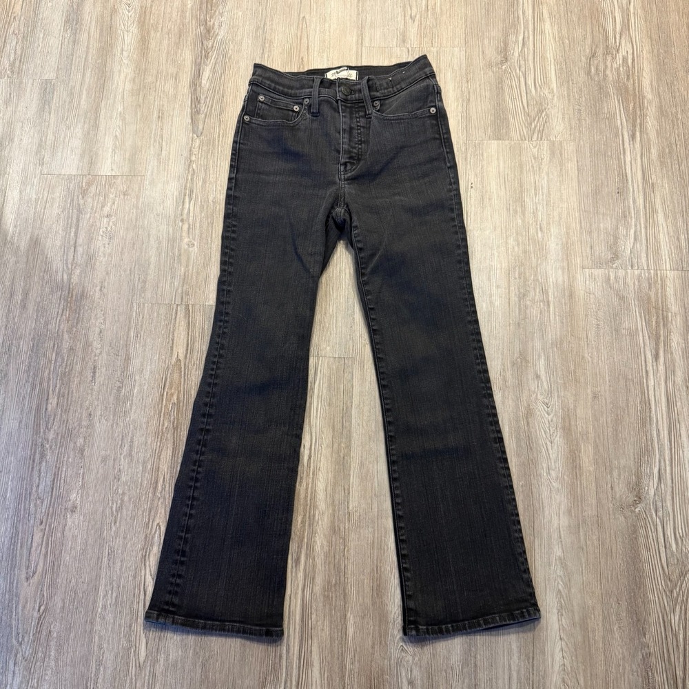 Madewell Womens 26 Mid Rise Kick Out Faded Black Jeans‎